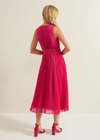 Phase Eight Simara Pleated Dress Pink Canada | GRIQDV-609